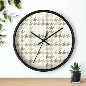 Plaid Houndstooth Wall Clock in Green