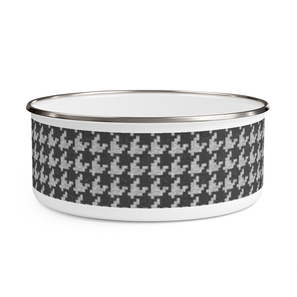 Textured Houndstooth Enamel Bowl in Black