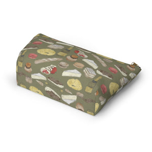 Watercolor French Pastries Accessory Pouch w T-bottom in Green
