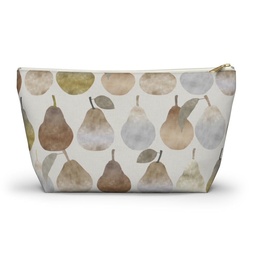 Watercolor Pears Accessory Pouch w T-bottom in Brown