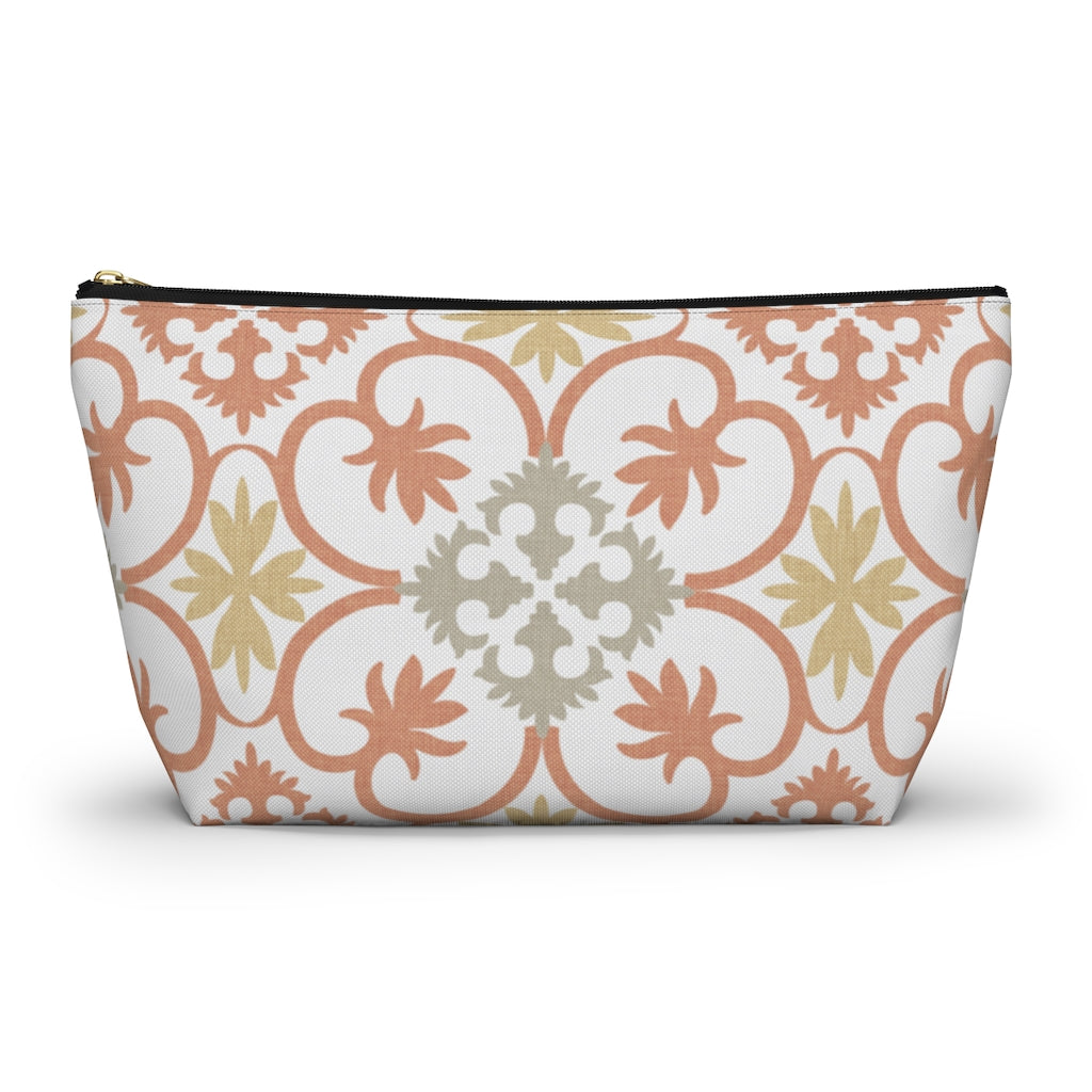 Portugal Tile Accessory Pouch w T-bottom in Orange