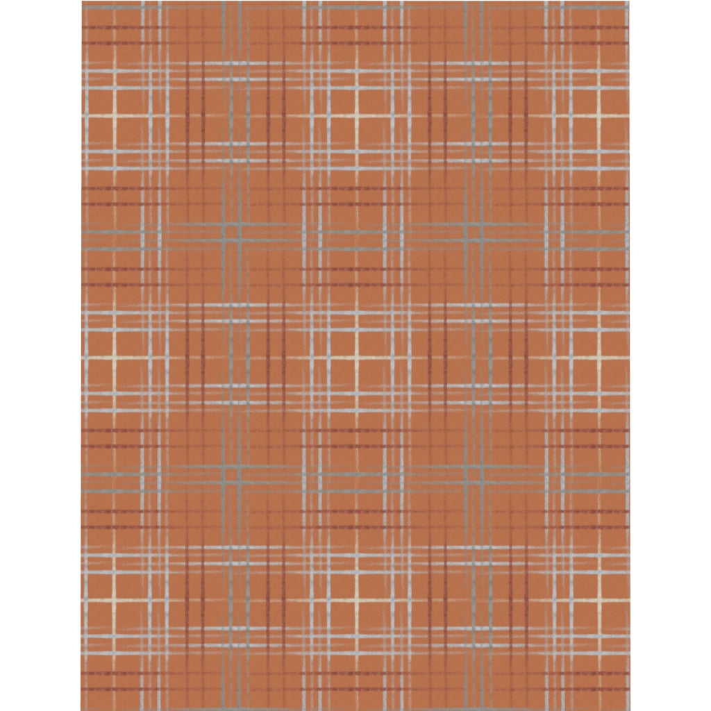 Painterly Plaid Microfiber Duvet Cover in Orange