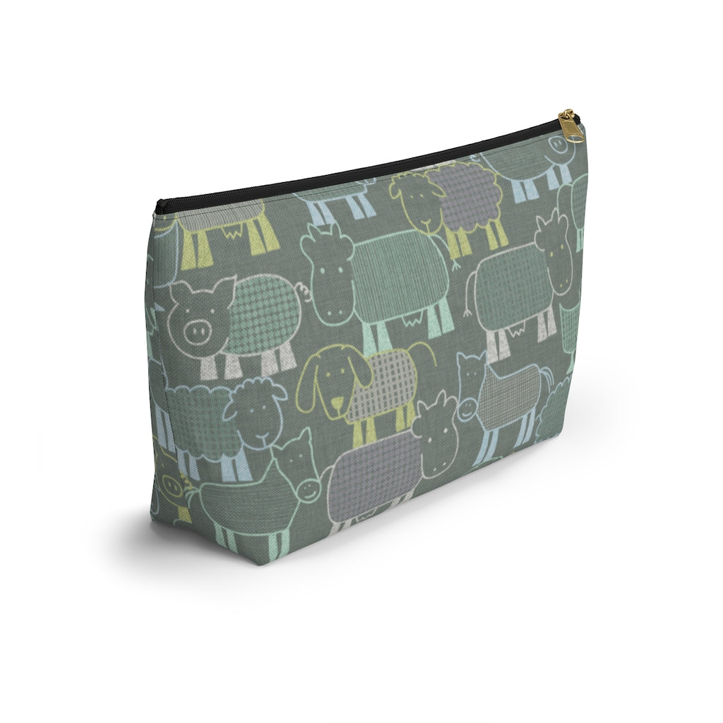 Animal Farm Accessory Pouch w T-bottom in Aqua
