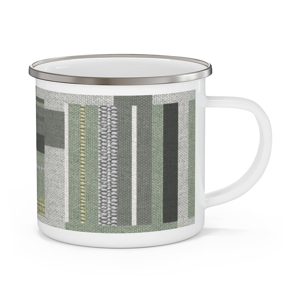 Bird Code Enamel Mug in Green