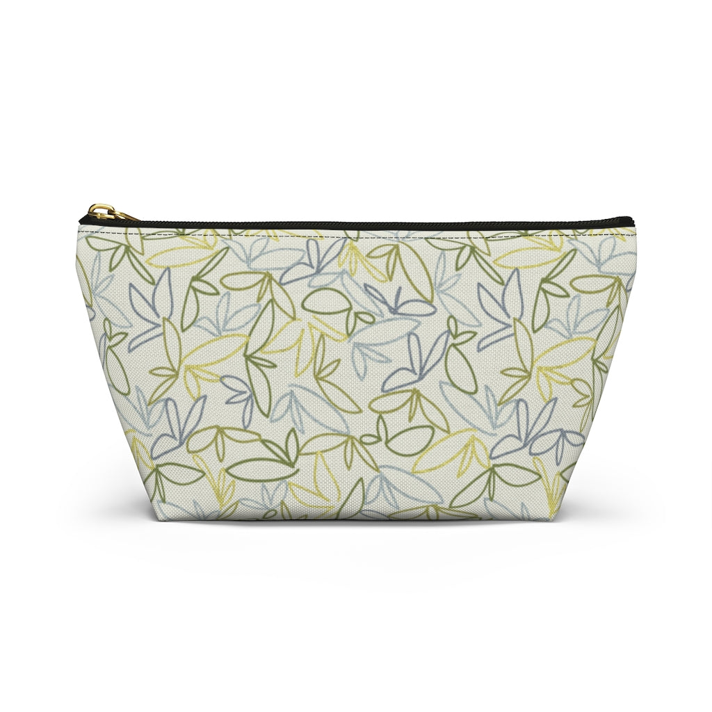 Sketch Leaf Accessory Pouch w T-bottom in Green