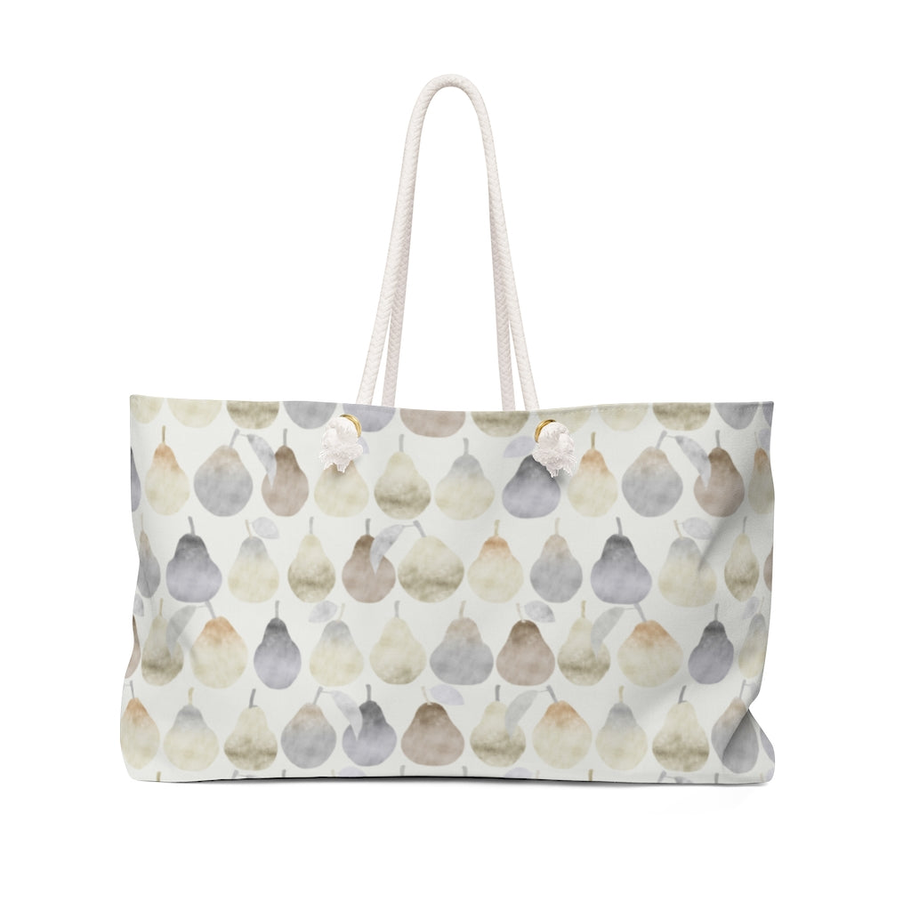 Watercolor Pears Weekender Bag in Cream