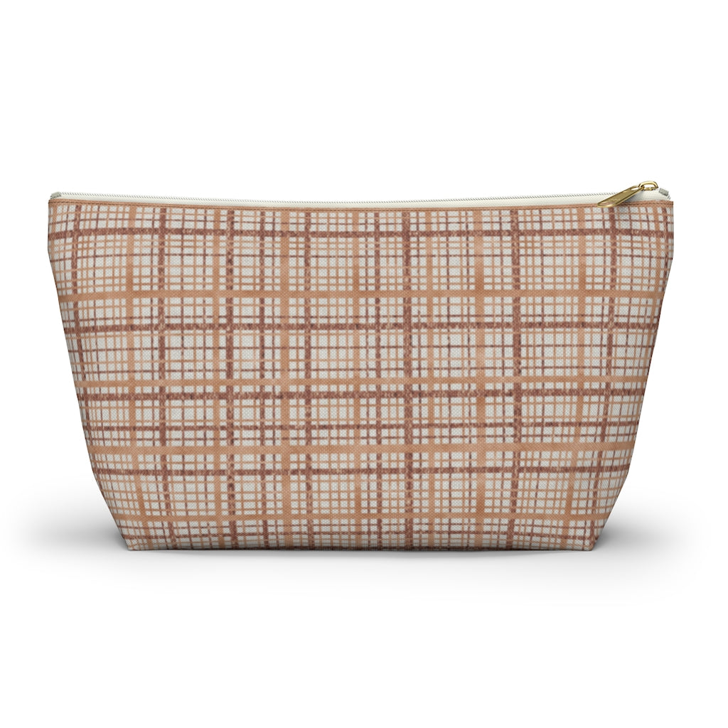 Rogers Tartan Accessory Pouch w T-bottom in Coral
