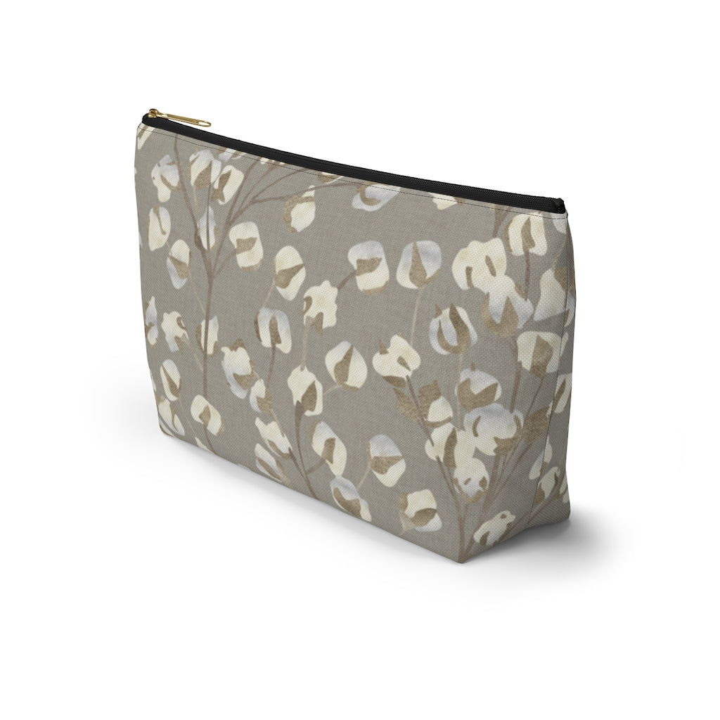 Cotton Branch Accessory Pouch w T-bottom in Brown