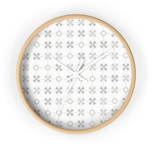 Plaid With Circles Wall Clock in Gray