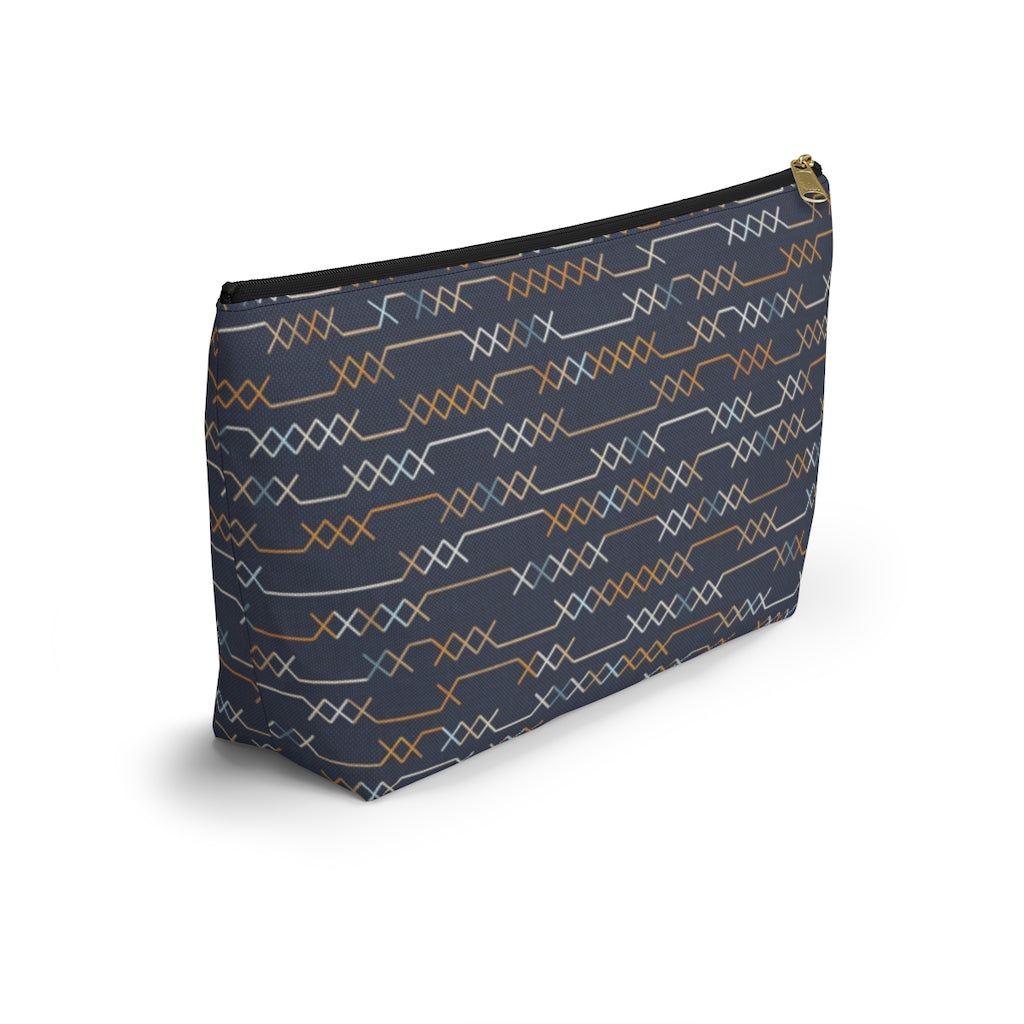 Santa Fe Stitch Accessory Pouch w T-bottom in Navy