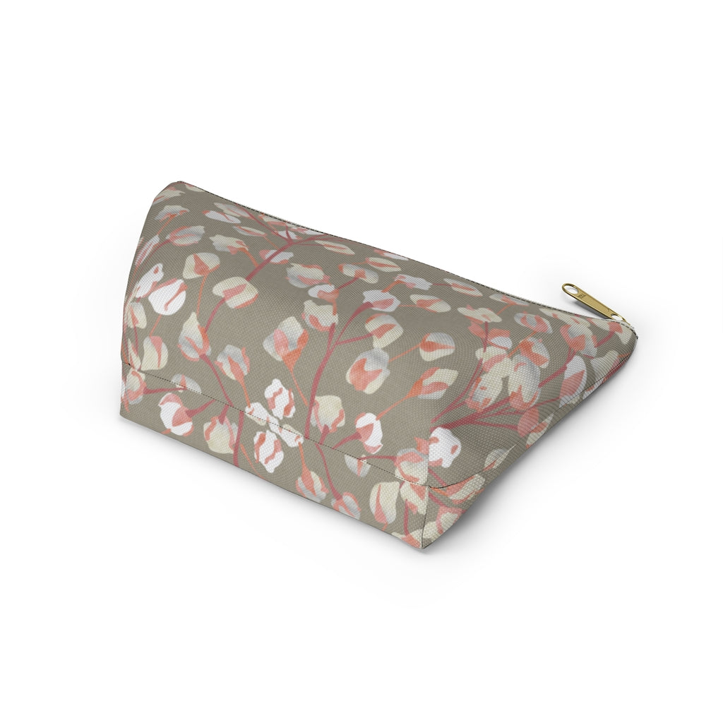 Cotton Branch Accessory Pouch w T-bottom in Pink