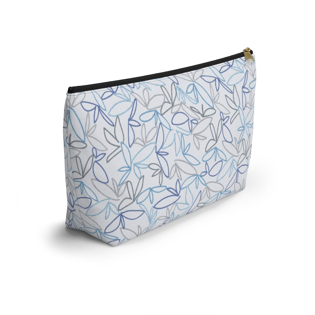 Sketch Leaf Accessory Pouch w T-bottom in Blue