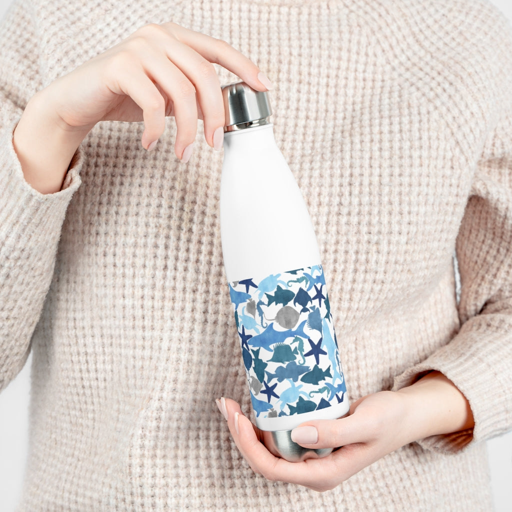 Watercolor Sea Life 20oz Insulated Bottle in Blue