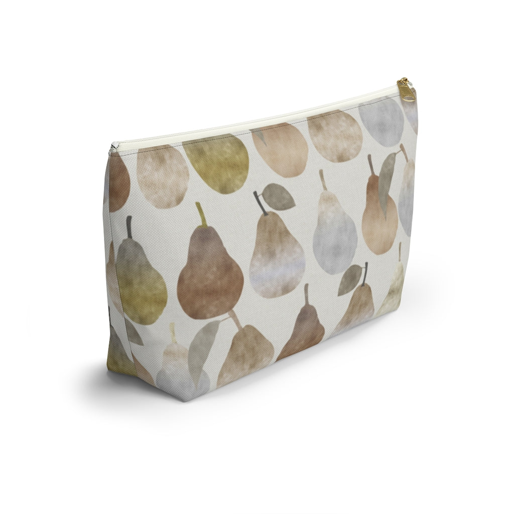 Watercolor Pears Accessory Pouch w T-bottom in Brown