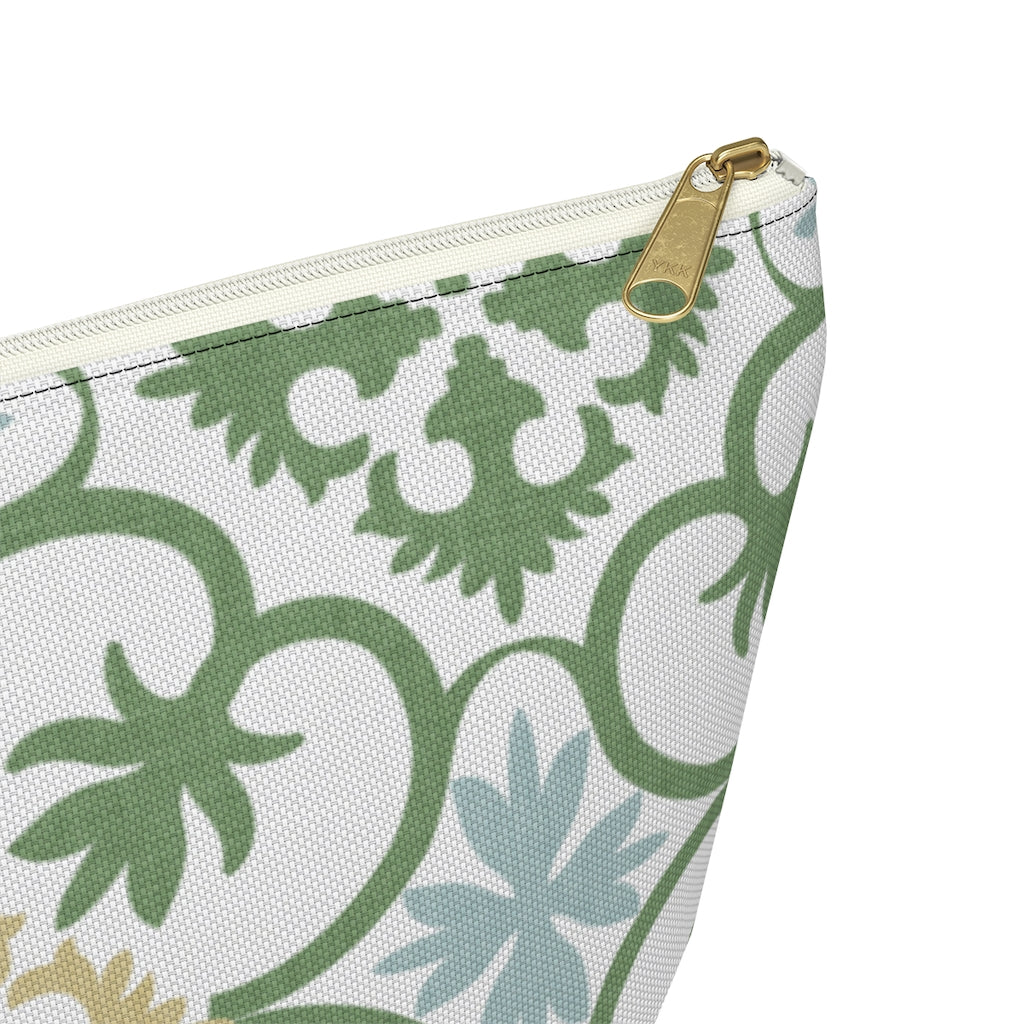 Portugal Tile Accessory Pouch w T-bottom in Green