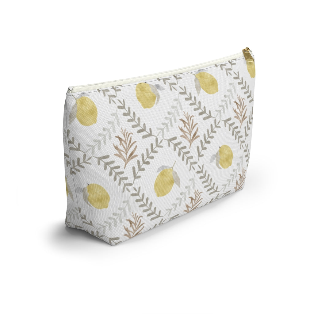 Lemon Tile Accessory Pouch w T-bottom in Gray