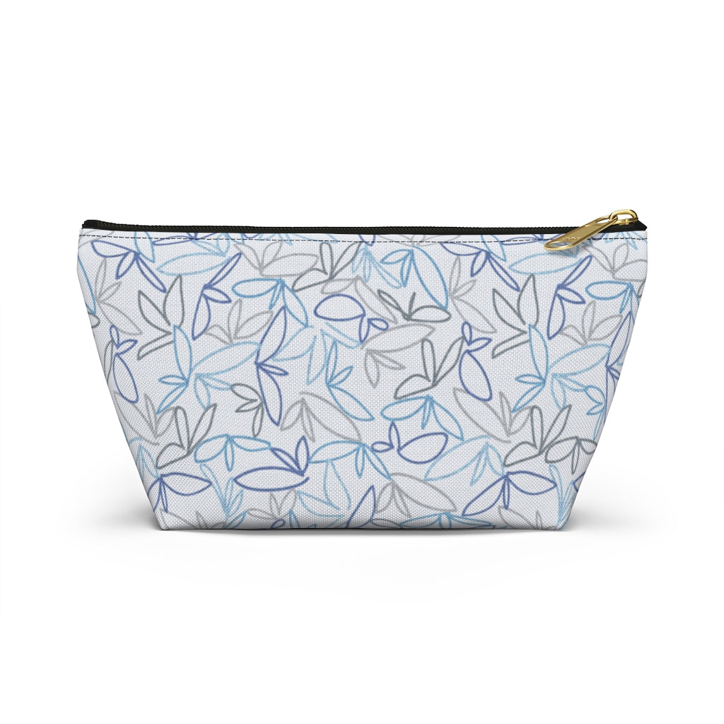 Sketch Leaf Accessory Pouch w T-bottom in Blue