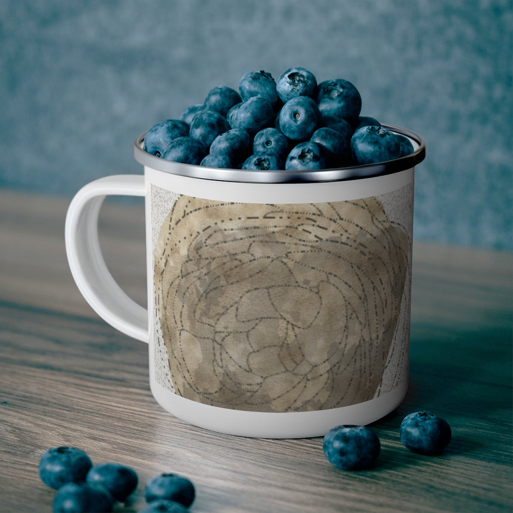 Decipher Code Enamel Mug in Brown