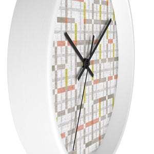 Modern Tartan Wall Clock in Taupe