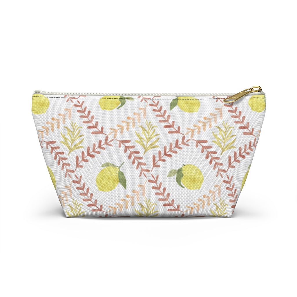Lemon Tile Accessory Pouch w T-bottom in Pink