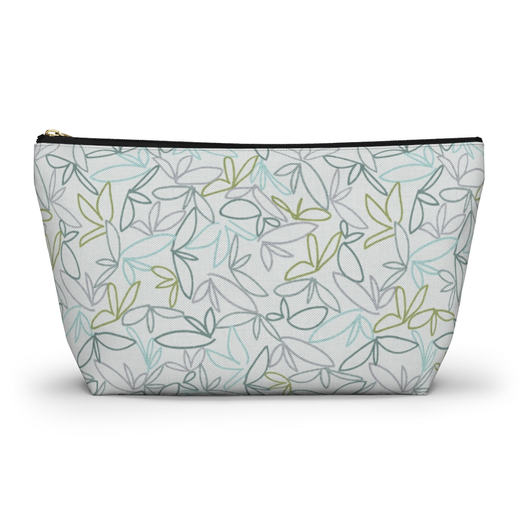 Sketch Leaf Accessory Pouch w T-bottom in Teal