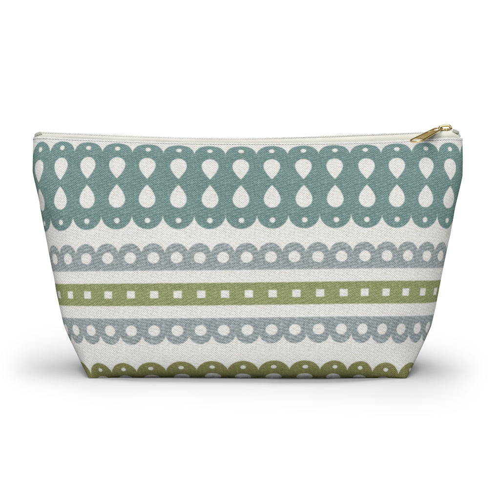 Ribbon Candy Accessory Pouch w T-bottom in Aqua