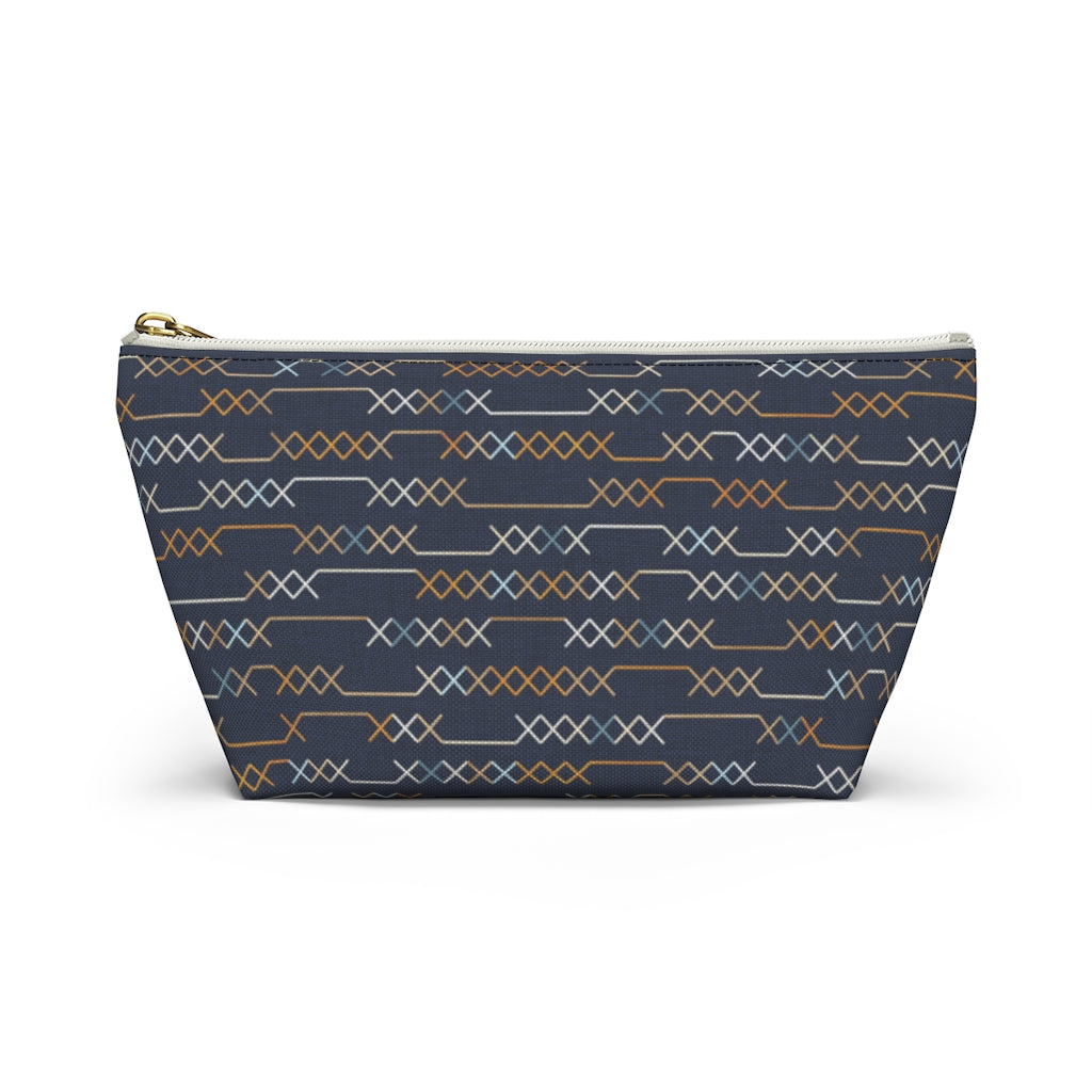 Santa Fe Stitch Accessory Pouch w T-bottom in Navy