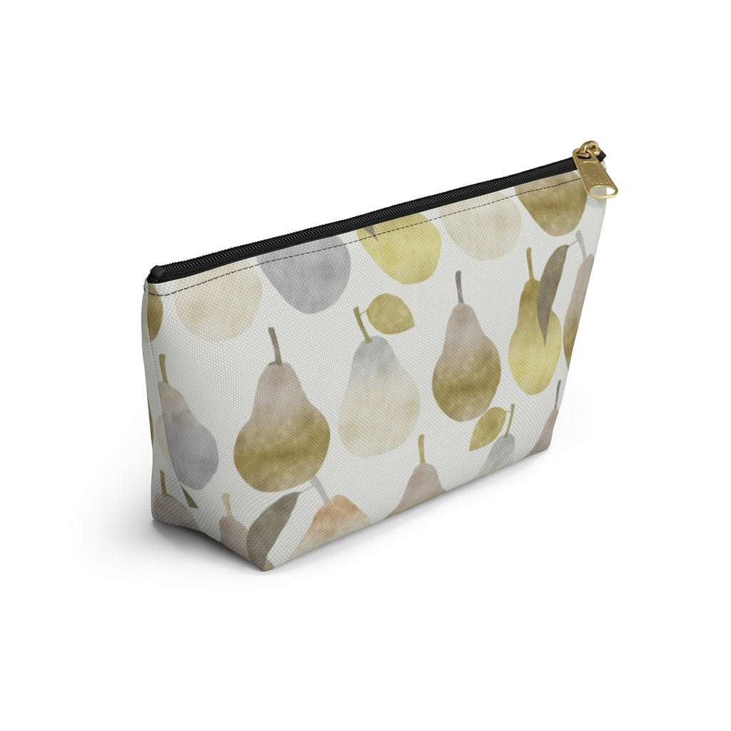 Watercolor Pears Accessory Pouch w T-bottom in Gold