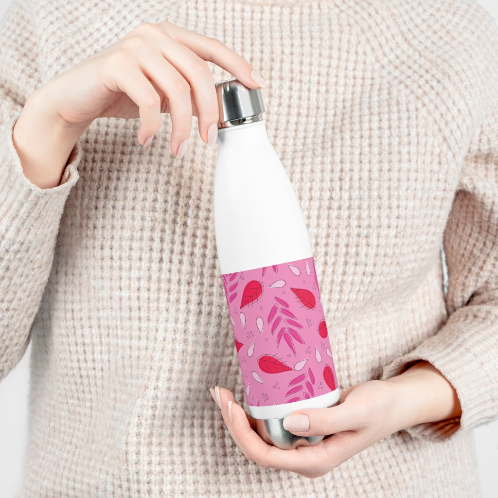 Tossed Leaves 20oz Insulated Bottle in Pink