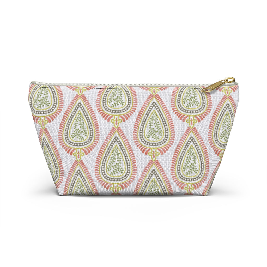 Teardrop Accessory Pouch w T-bottom in Coral
