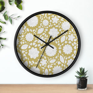 Floral Eyelet Lace Wall Clock in Gold