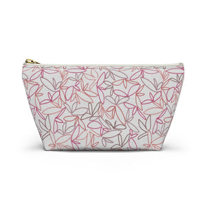 Sketch Leaf Accessory Pouch w T-bottom in Coral