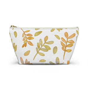 Watercolor Tossed Leaves Accessory Pouch w T-bottom in Yellow