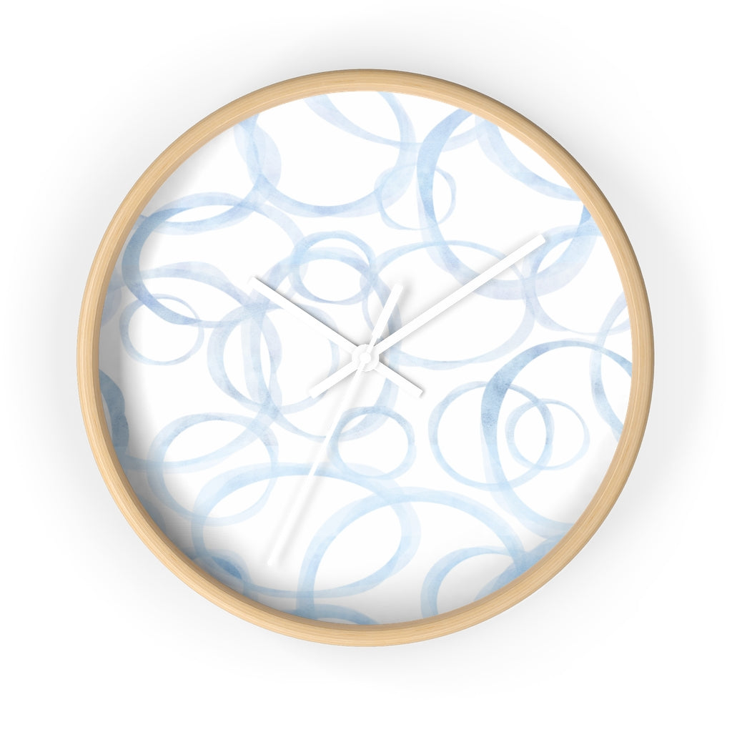 Watercolor Rings Wall Clock in Light Blue