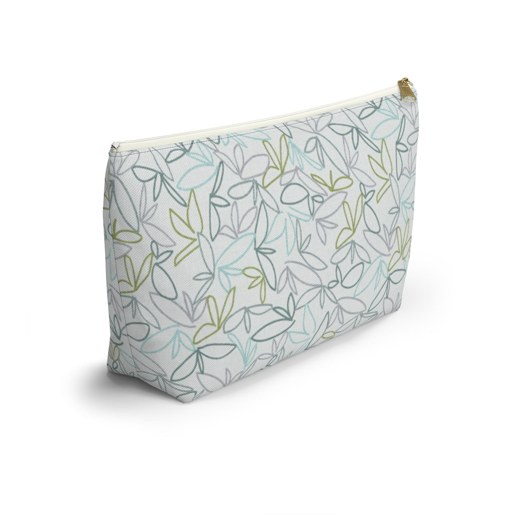 Sketch Leaf Accessory Pouch w T-bottom in Teal