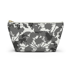 Floral Plaid Accessory Pouch w T-bottom in Black