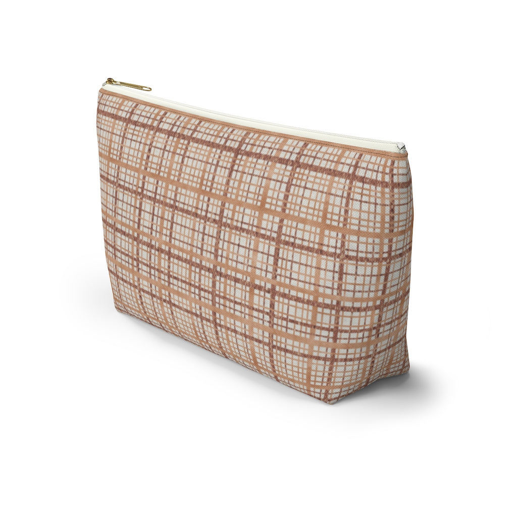Rogers Tartan Accessory Pouch w T-bottom in Coral
