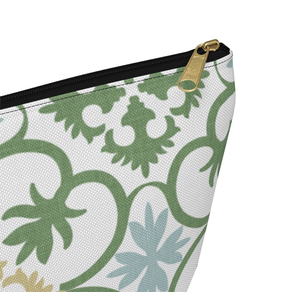 Portugal Tile Accessory Pouch w T-bottom in Green