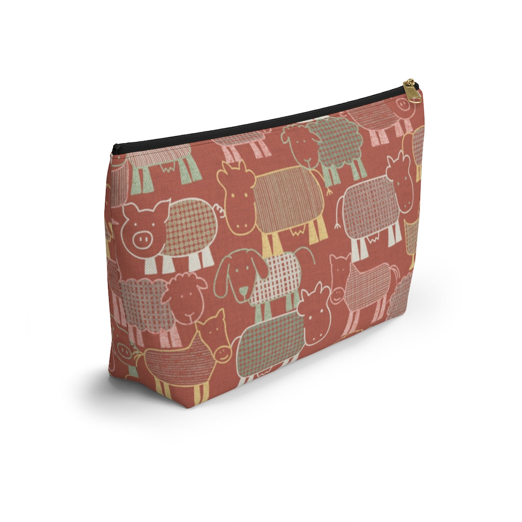 Animal Farm Accessory Pouch w T-bottom in Pink