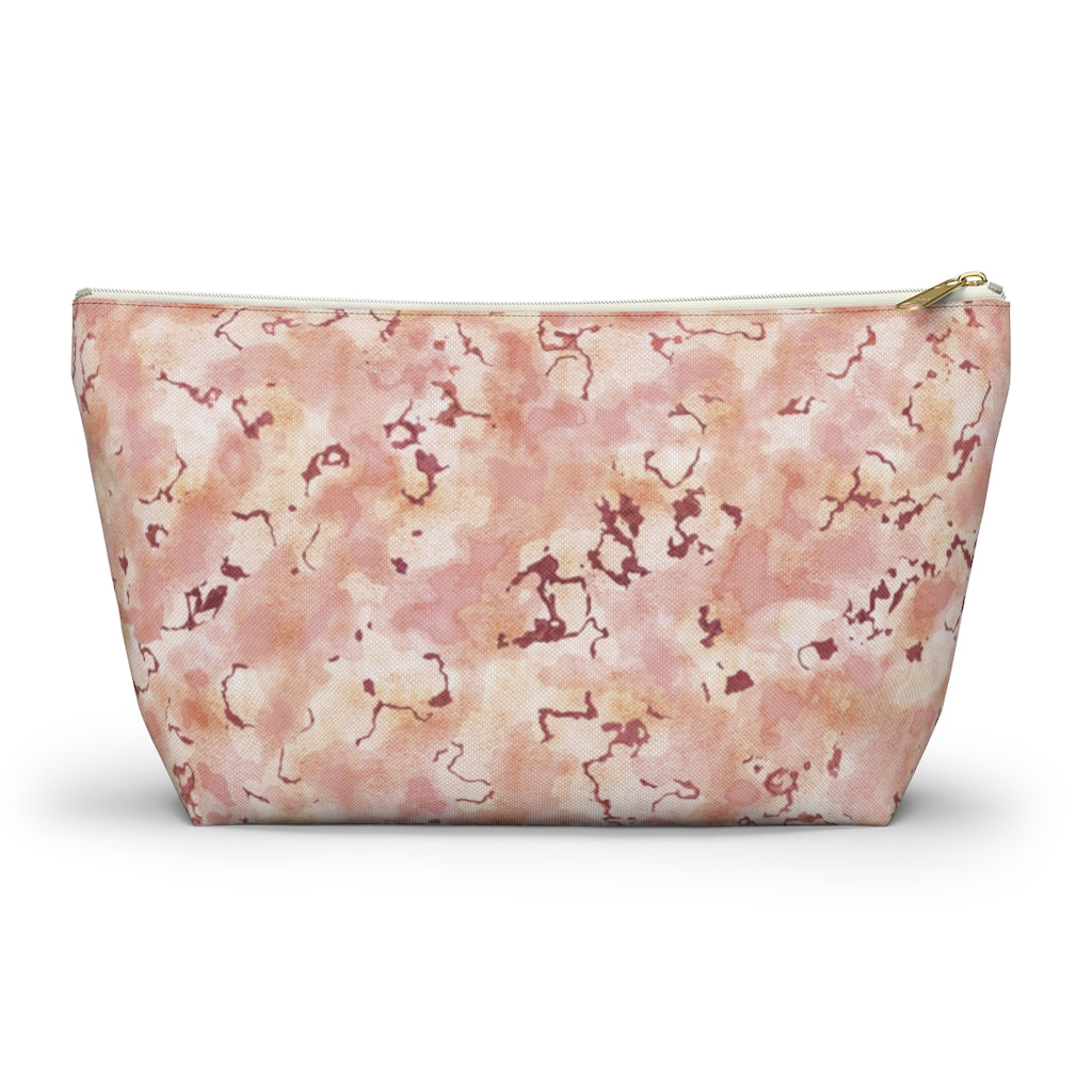 Carrara Marble Accessory Pouch w T-bottom in Pink