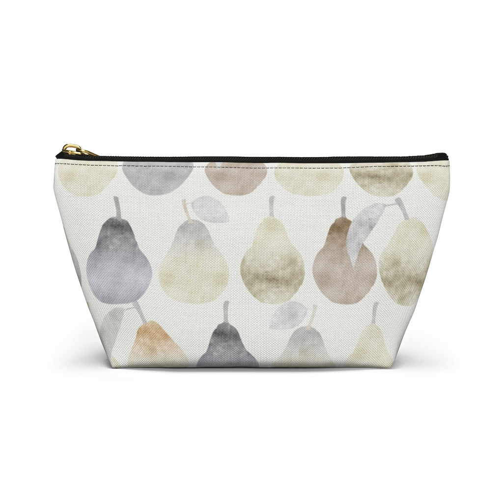 Watercolor Pears Accessory Pouch w T-bottom in Cream