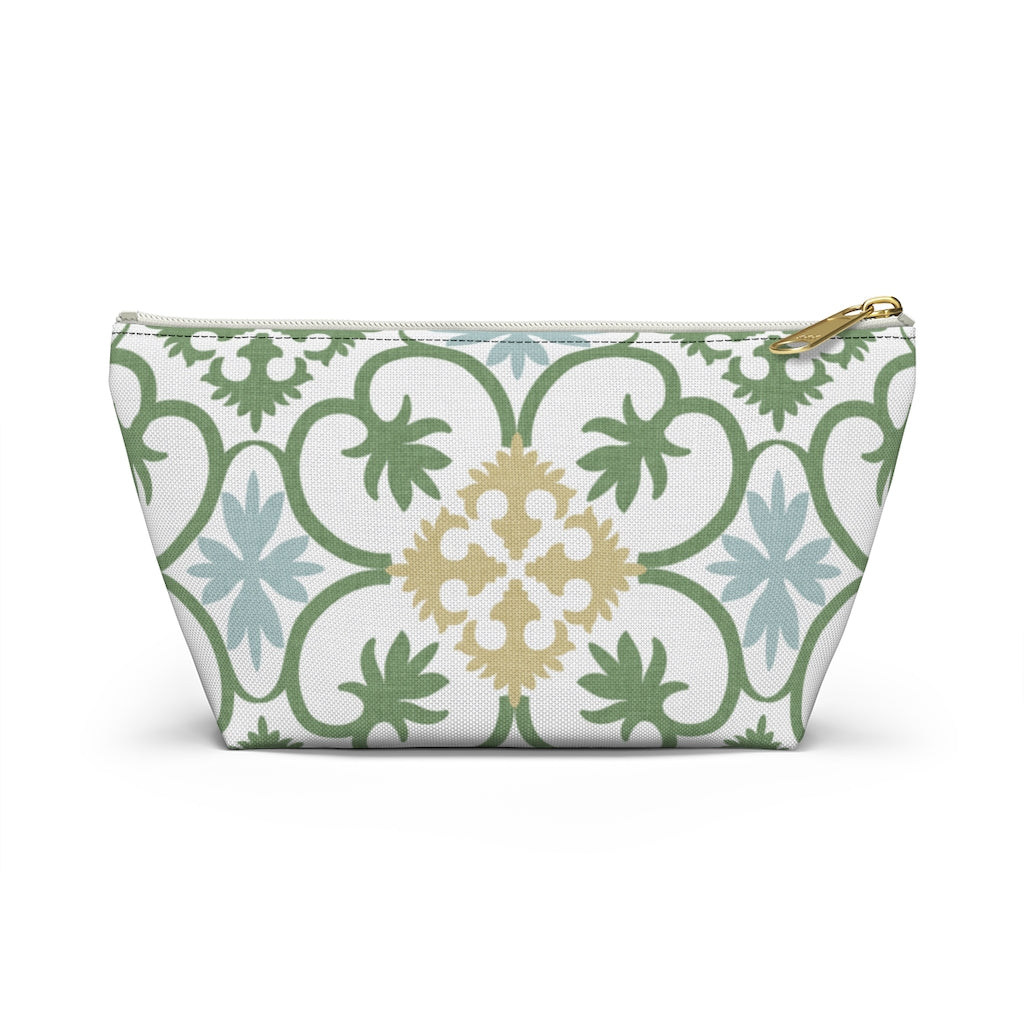 Portugal Tile Accessory Pouch w T-bottom in Green