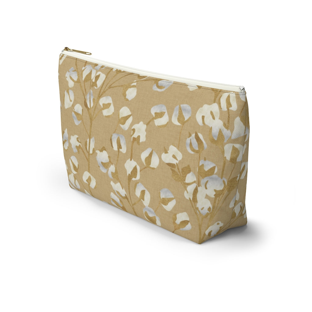 Cotton Branch Accessory Pouch w T-bottom in Gold