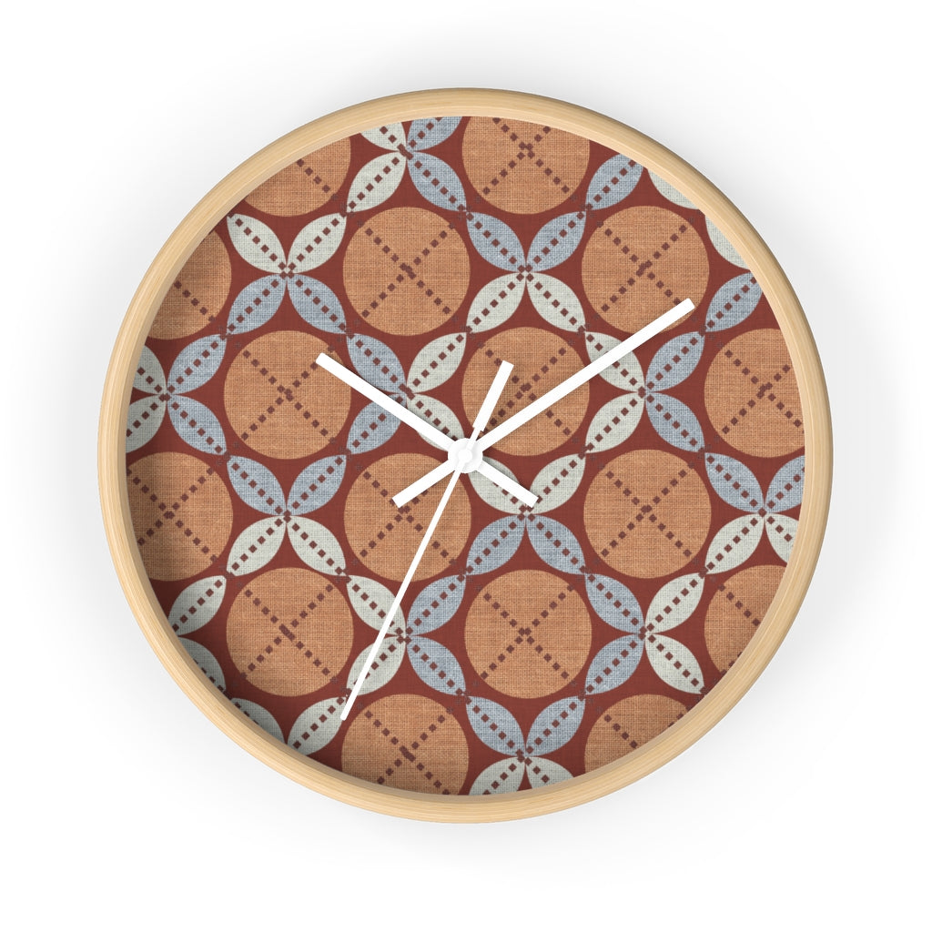 Leaf Ensconced Circle Wall Clock in Orange