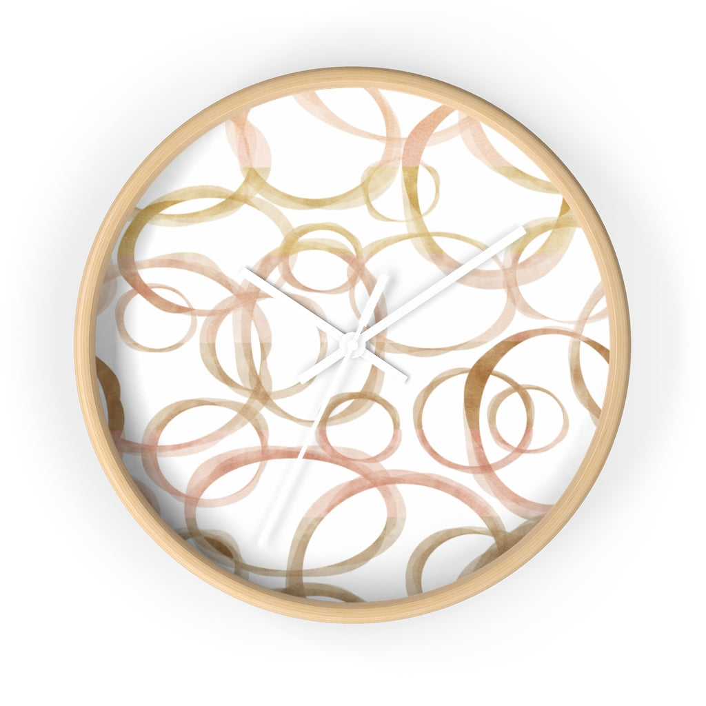 Watercolor Rings Wall Clock in Brown