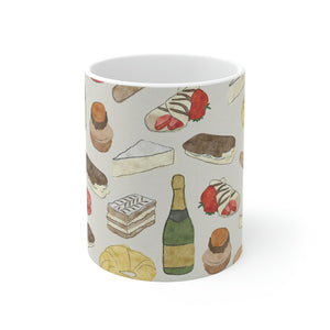 Watercolor French Pastries Mug in Cream