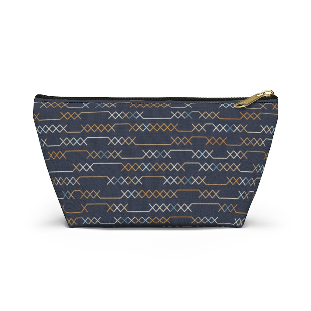 Santa Fe Stitch Accessory Pouch w T-bottom in Navy