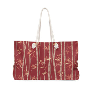 Bamboo Weekender Bag in Red