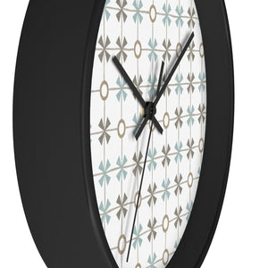 Plaid With Circles Wall Clock in Aqua