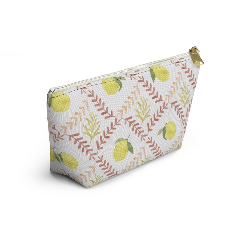 Lemon Tile Accessory Pouch w T-bottom in Pink